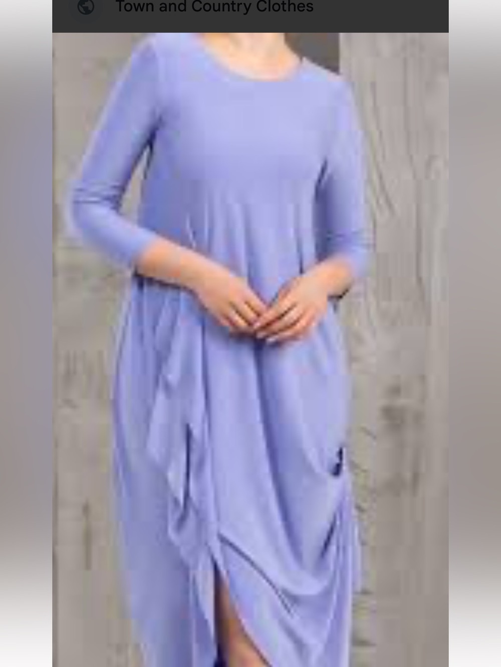 Kozan 1972 Peri Lilac 3/4  Sleeve Draped Maxi Dress - Large. NWT
